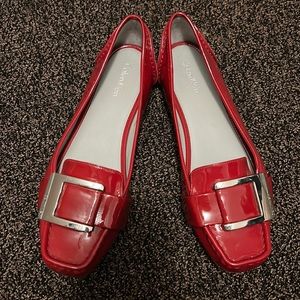 Red patent leather Calvin Klein flats size 7.5